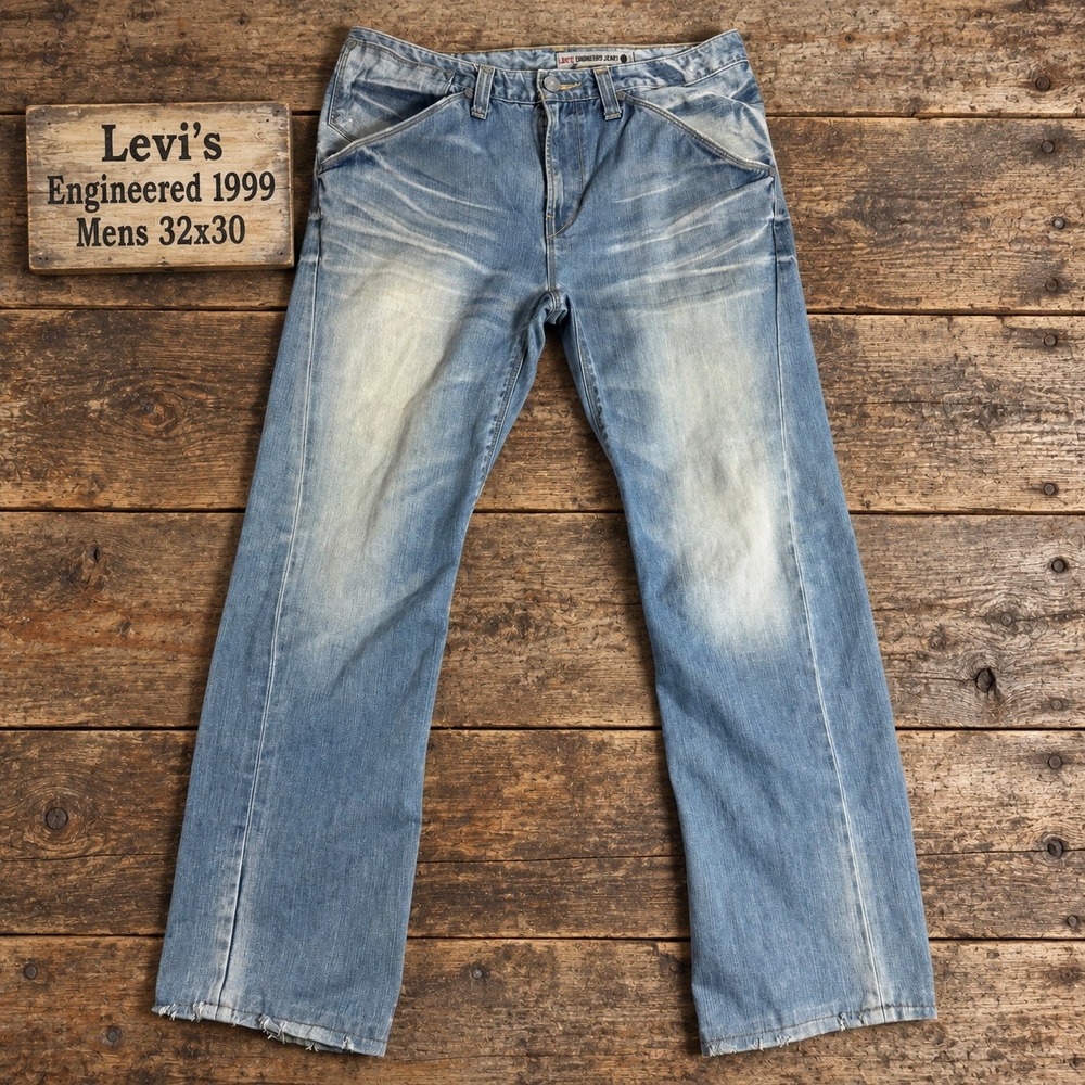 Levis Engineered Jeans 1999 Mens 32x30 Light Wash Twisted Seam Vintage Denim